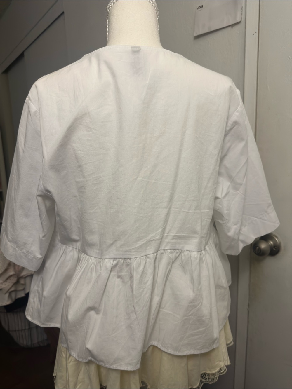 Divided White Tie-Front Peplum Tunic - Picture 2 of 3